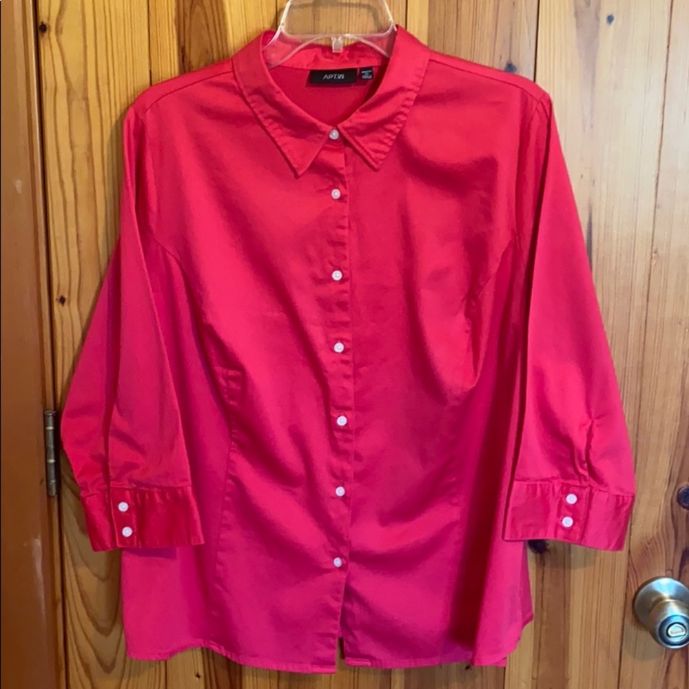 APT.9 Raspberry Red/Pink 3/4 Sleeve Blouse